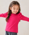 子供服 女の子 こども 子ども服 こども服 キッズ ジュニア 無地 シャーリング袖 カットソー ティーシャツ ピンク(02) モデル画像全身
