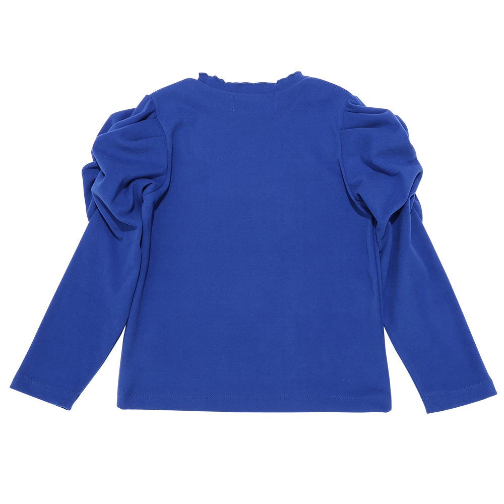 子供服 女の子 こども 子ども服 こども服 キッズ ジュニア 無地 シャーリング袖 カットソー ティーシャツ ブルー(61) 背面