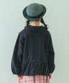 ベビー服 女の子 子ども服 こども服 キッズ ジュニア 羽織り 裏毛起毛 フリル リボン ボタン ブラック(00) モデル画像全身