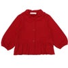 ベビー服 女の子 子ども服 こども服 キッズ ジュニア 羽織り 裏毛起毛 フリル リボン ボタン レッド(03) 正面