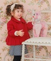 ベビー服 女の子 子ども服 こども服 キッズ ジュニア 羽織り 裏毛起毛 フリル リボン ボタン レッド(03) モデル画像全身