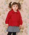 ベビー服 女の子 子ども服 こども服 キッズ ジュニア 羽織り 裏毛起毛 フリル リボン ボタン レッド(03) モデル画像2