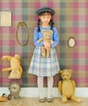 子供服 女の子 チェック柄 裏地付き ドッキングワンピース ブルー(61) モデル画像1