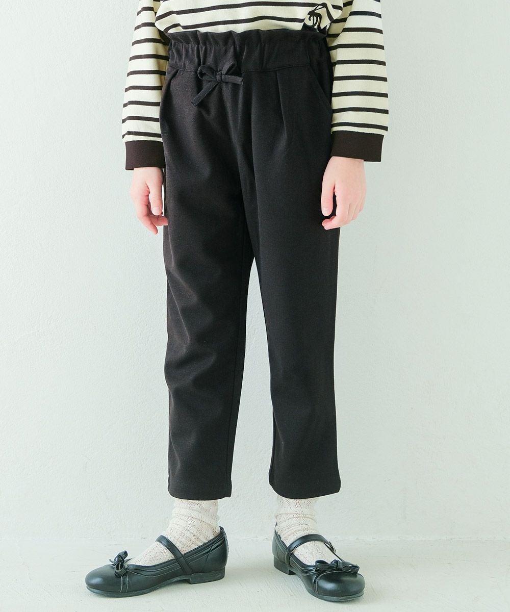 子供服 女の子 音符刺繍 ストレッチ ロングパンツ ブラック(00) モデル画像アップ