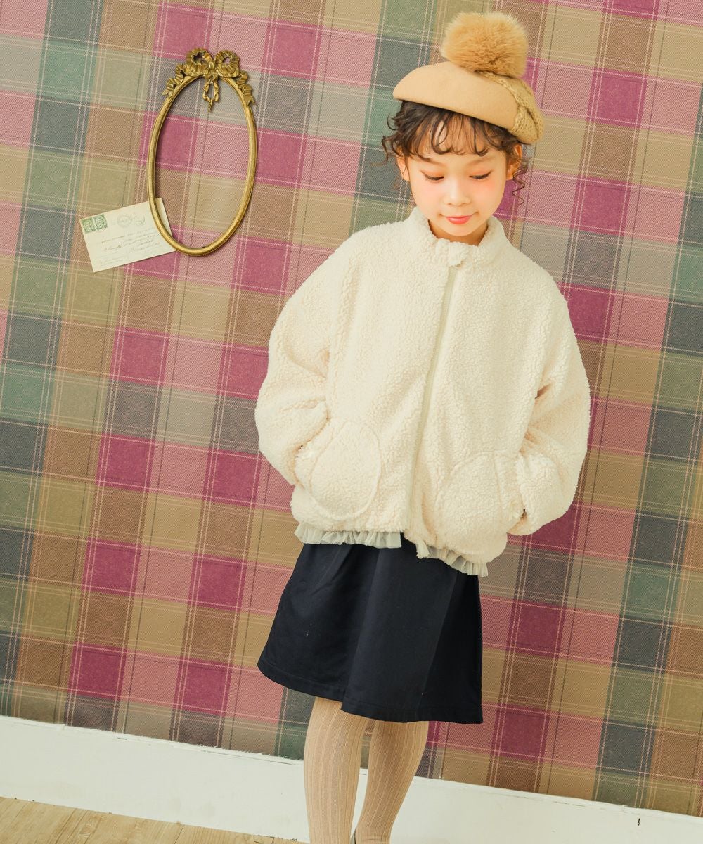 ベビー服 女の子 ボアジャケット コート アイボリー(12) モデル画像3