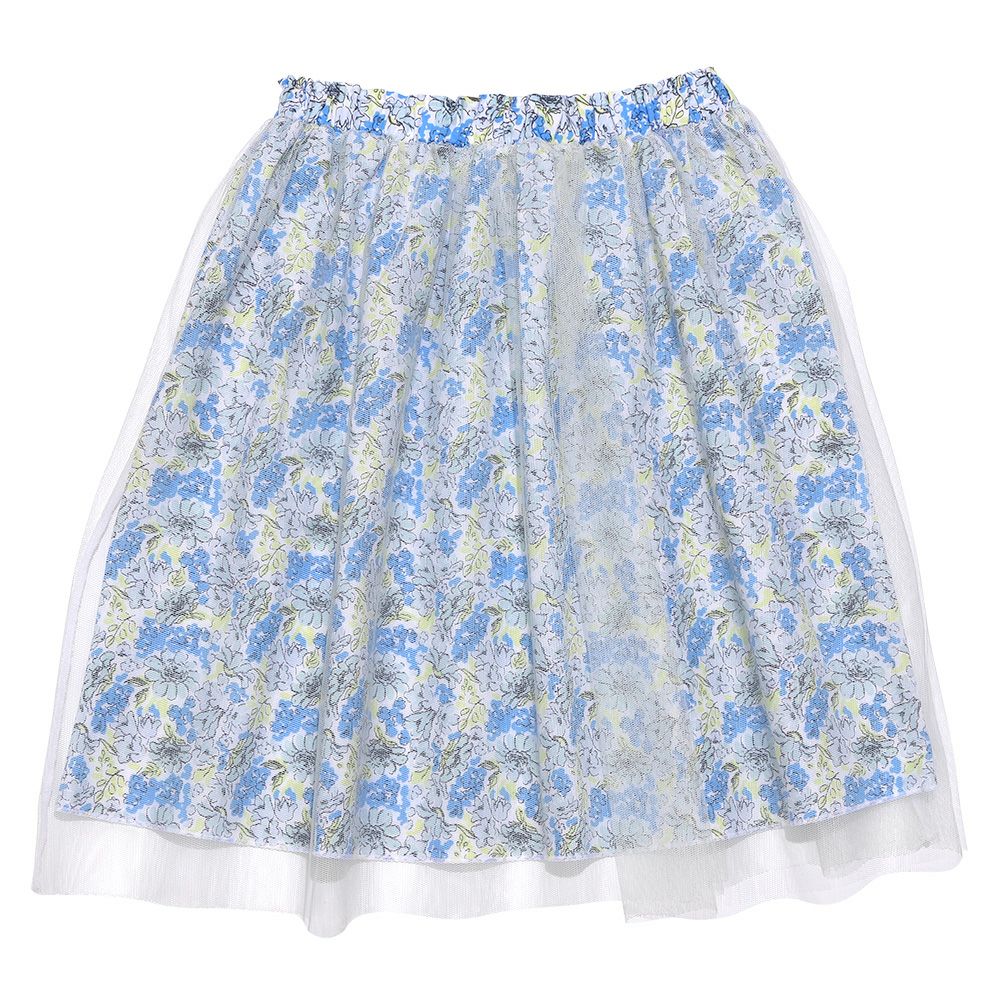 子供服 女の子 オリジナル花柄 チュールスカート グリーン(08) 背面