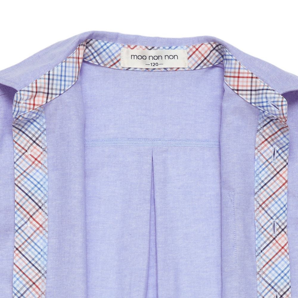 子供服 男の子 チェック柄切り替え ボタン シャツ ブルー系(63) デザインポイント1