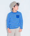 ベビー服 男の子 綿100％ ボーダー ロゴ ポケットつき Tシャツ ブルー(61) モデル画像1