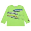 ベビー服 男の子 綿１００％ 乗り物 長袖 Tシャツ グリーン(08) 正面