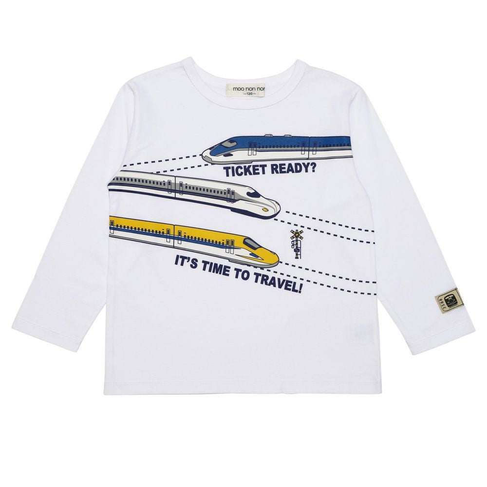 ベビー服 男の子 綿１００％ 乗り物 長袖 Tシャツ オフホワイト(11) 正面