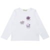 子供服 女の子 こども服 子ども服 綿100％ ロンT トドラー キッズ ジュニア ラメ きらきら リボン モチーフ プリント オフホワイト(11) 正面