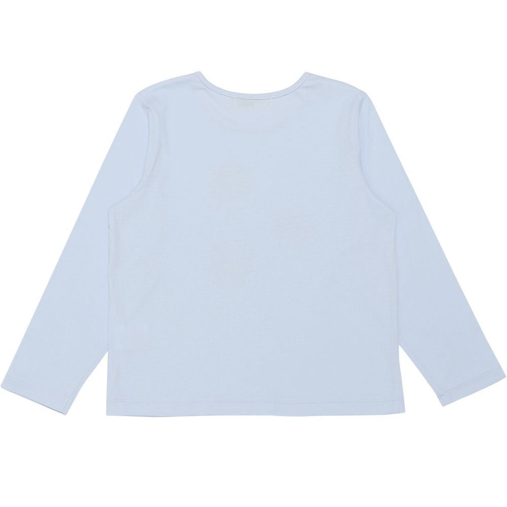 子供服 女の子 こども服 子ども服 綿100％ ロンT トドラー キッズ ジュニア ラメ きらきら リボン モチーフ プリント ブルー(61) 背面