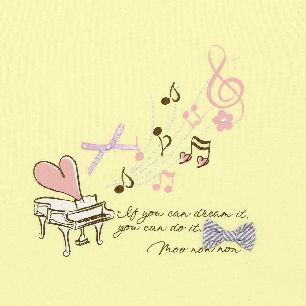 ベビー服 女の子 こども 子ども かわいい ピアノ 音符 ロンT ロンt ロンティー コットン コットン100％ イエロー(04) デザインポイント1