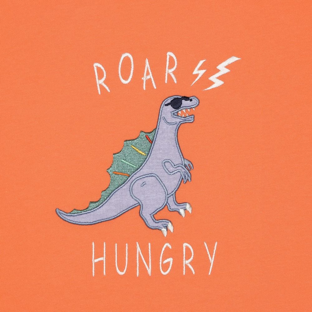 ベビー服 男の子 綿100％ 恐竜 刺繍 ロゴ Tシャツ オレンジ(07) デザインポイント1