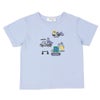 ベビー服 男の子 綿100％ 働く車 刺繍 ワッペン Tシャツ ブルー(61) 正面