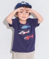 ベビー服 男の子 子ども服 こども キッズ 綿100％ コットン ヘリコプター ワッペン ティーシャツ ネイビー(06) モデル画像全身