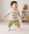 ベビー服 男の子 綿100％ 電車 プリント ハーフパンツ カーキ(82)