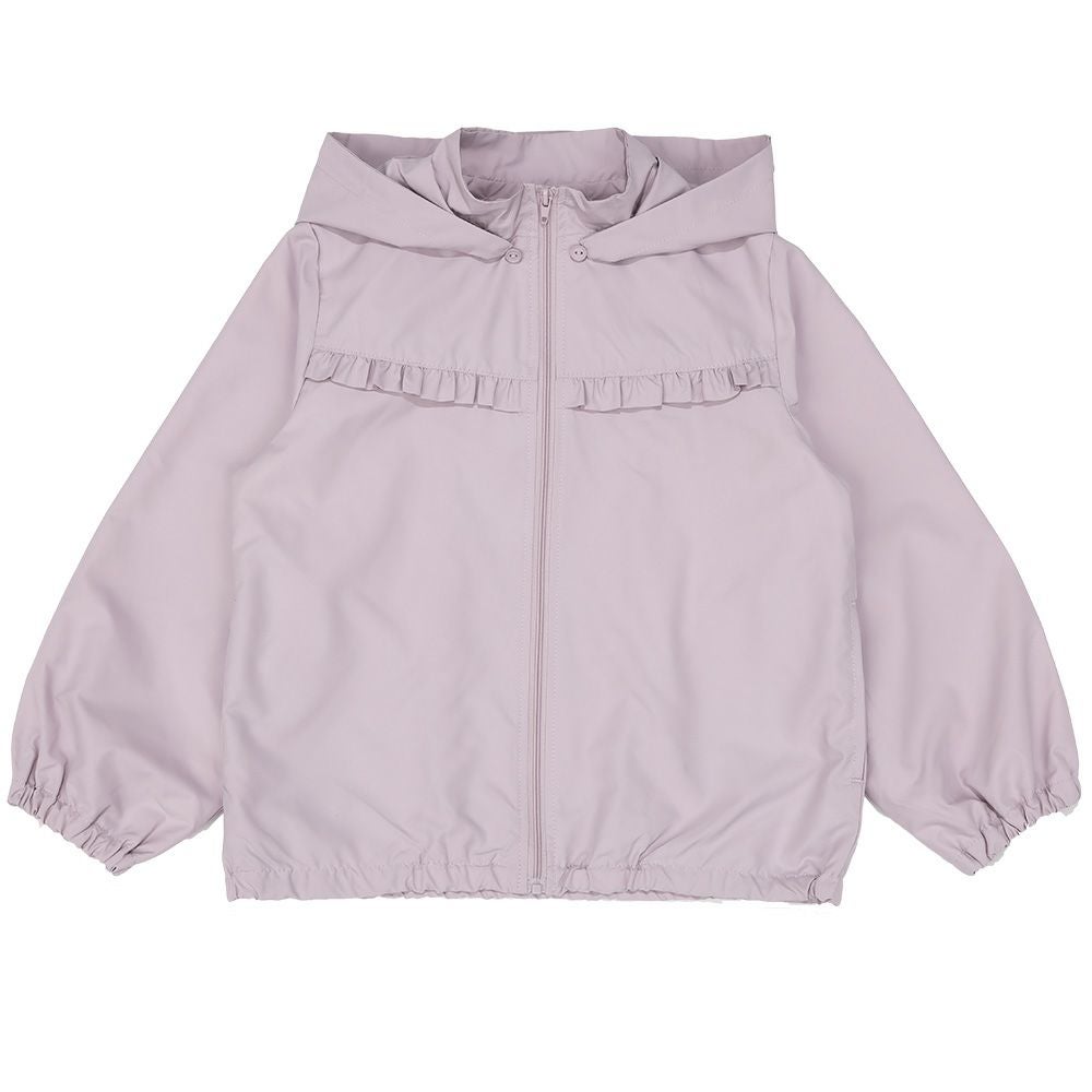 子供服 女の子 フード取り外し可能 フリル パーカー パープル(91) 正面