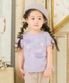 ベビー服 女の子 綿100％ ティーカップ刺繍 Tシャツ パープル(91) モデル画像アップ