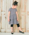 ベビー服 女の子 子ども服 こども キッズ ジュニア 小学生 通学 ストレッチ のびのび リブ 7分丈レギンス ブラック(00) モデル画像2