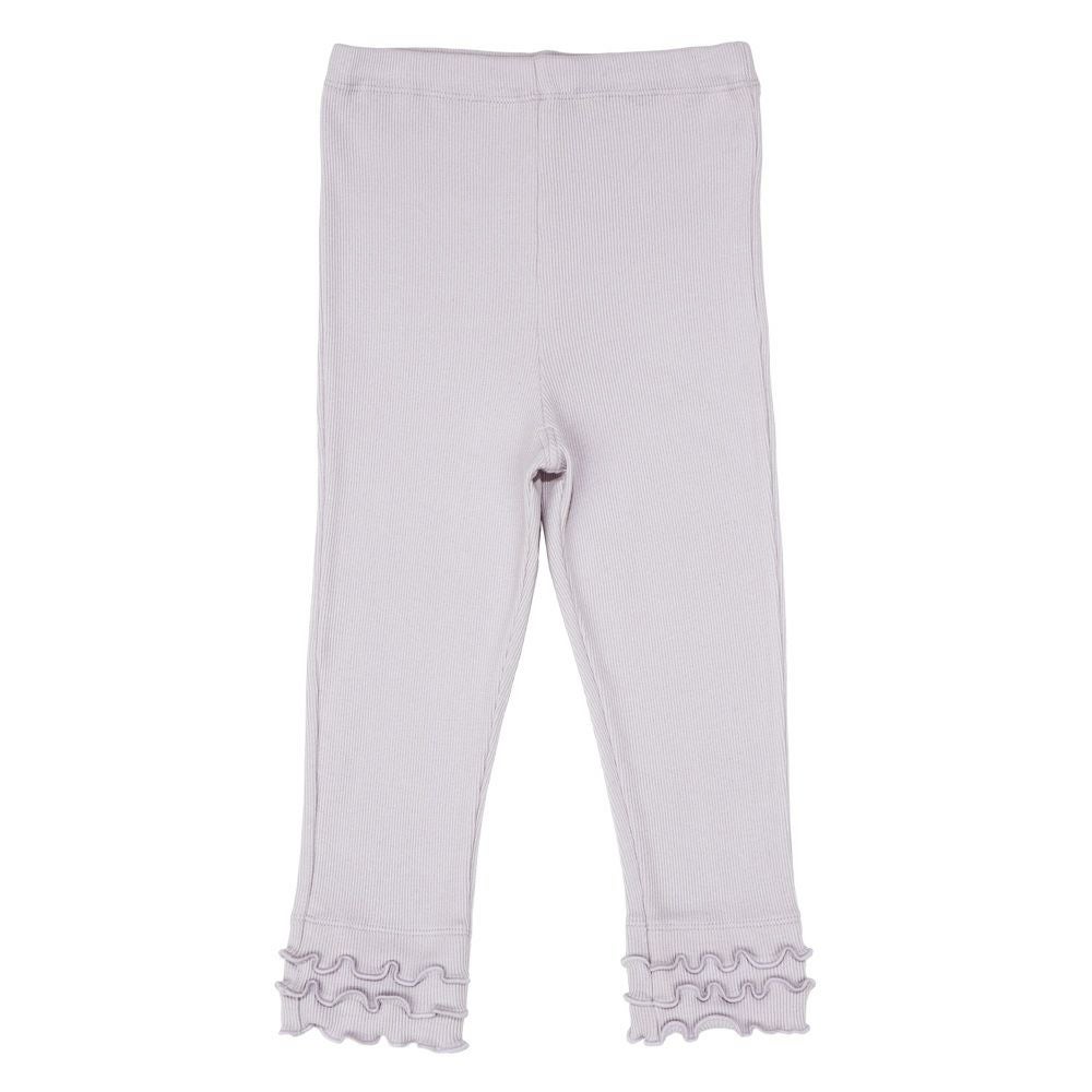 ベビー服 女の子 子ども服 こども キッズ ジュニア 小学生 通学 ストレッチ のびのび リブ 7分丈レギンス パープル(91) 正面