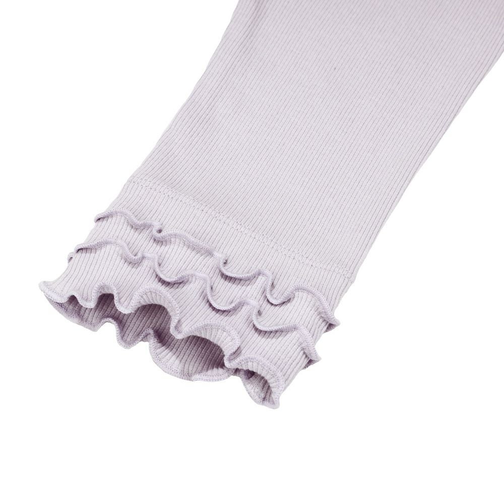 ベビー服 女の子 子ども服 こども キッズ ジュニア 小学生 通学 ストレッチ のびのび リブ 7分丈レギンス パープル(91) デザインポイント1