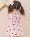 ベビー服 女の子 襟付き さくらんぼ ワンピース ピンク(02) モデル画像全身