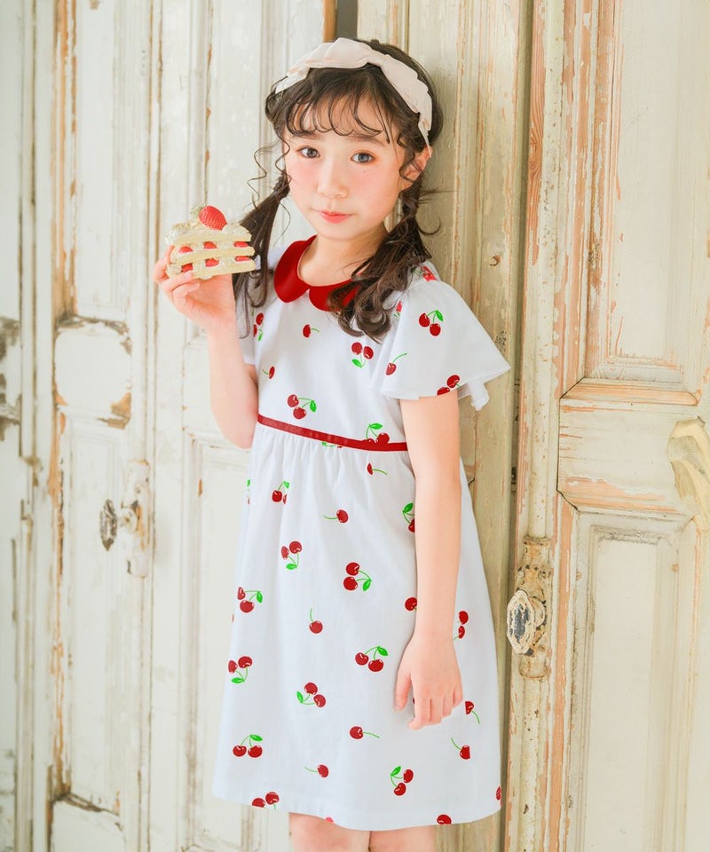 プチプラベビー服ならmoononnonがおすすめ！襟付き さくらんぼ ワンピース