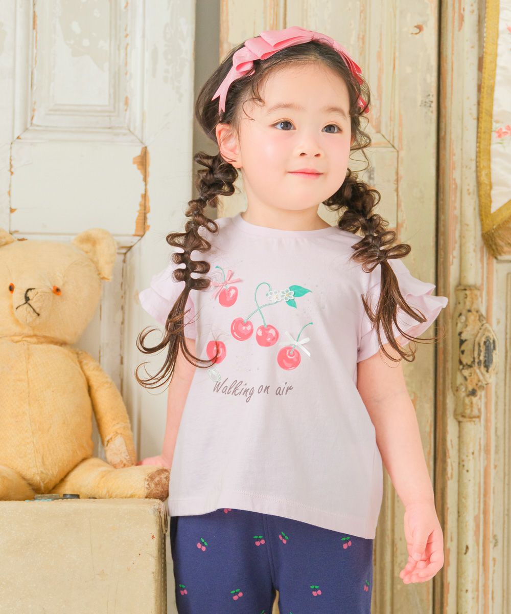 TIME SALE】綿100％ さくらんぼ プリント フリルTシャツ｜ベビー・子供