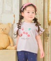ベビー服 女の子 子ども服 こども キッズ 赤ちゃん 小学生 綿100％ コットン さくらんぼ チェリー プリント フリル ピンク(02) モデル画像アップ