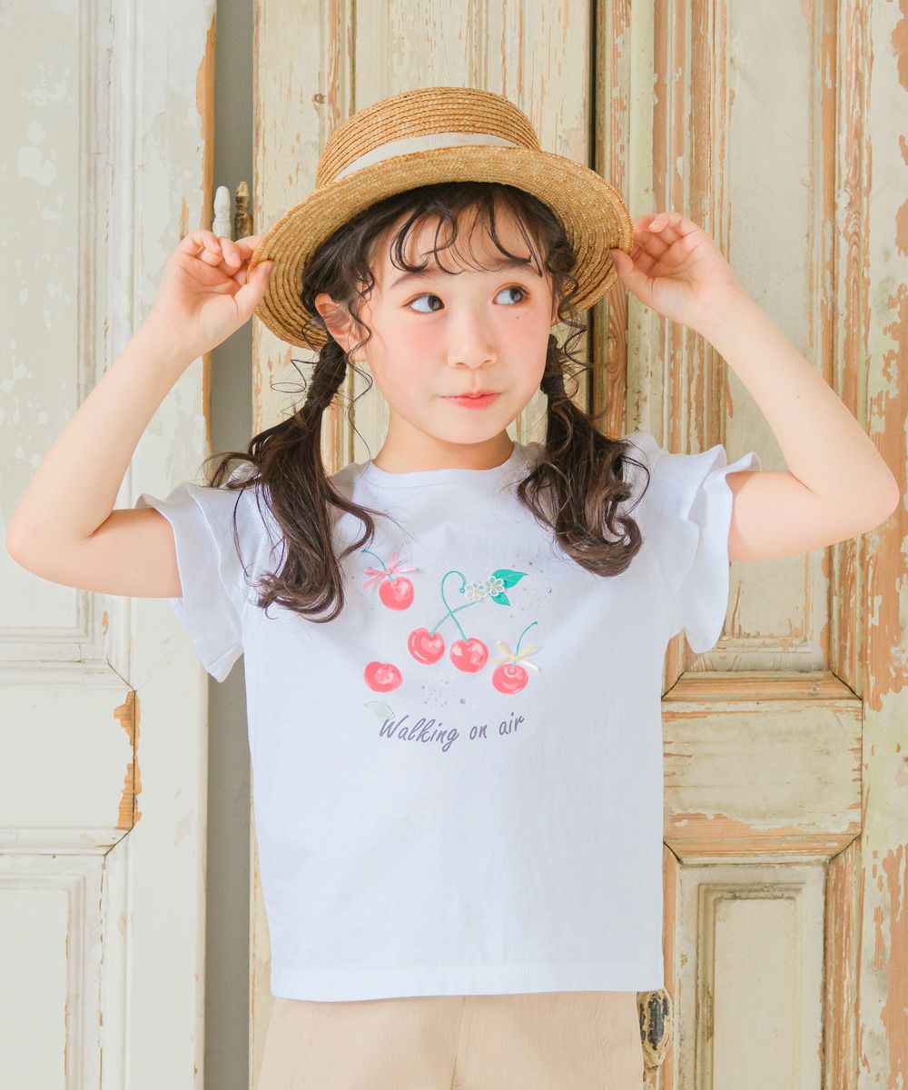 TIME SALE】綿100％ さくらんぼ プリント フリルTシャツ｜ベビー・子供