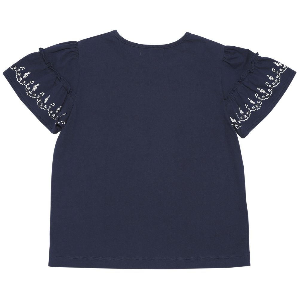 子供服 女の子 綿100％ 音符 リボン フリル ネイビー(06) 背面