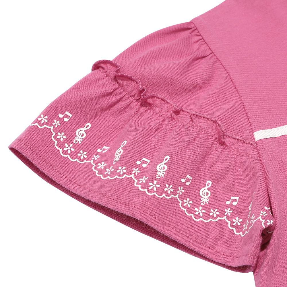 子供服 女の子 綿100％ 音符 リボン フリル ピンク(02) デザインポイント2