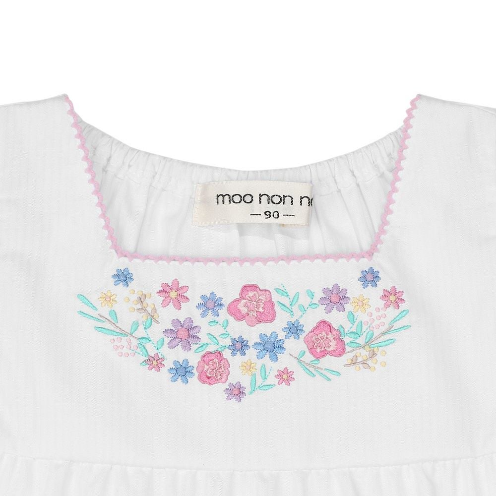 ベビー服 女の子 お花 刺繍  Aライン ワンピース オフホワイト(11) デザインポイント1