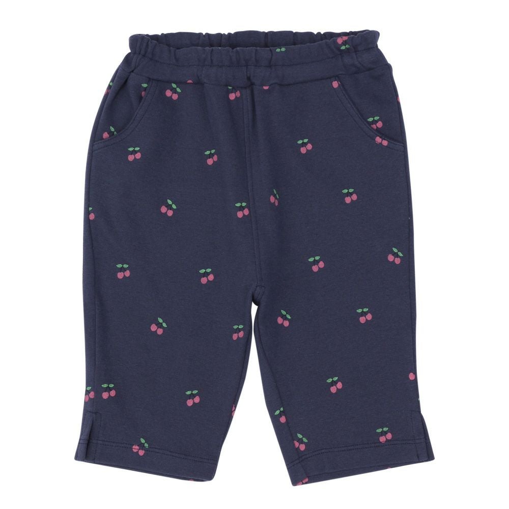 ベビー服 女の子 綿 さくらんぼ柄 プリント パンツ ネイビー(06) 正面