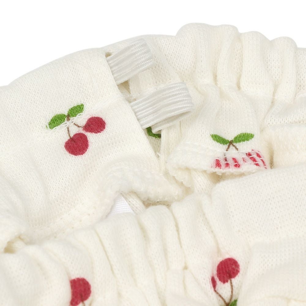 ベビー服 女の子 綿 さくらんぼ柄 プリント パンツ オフホワイト(11) デザインポイント2