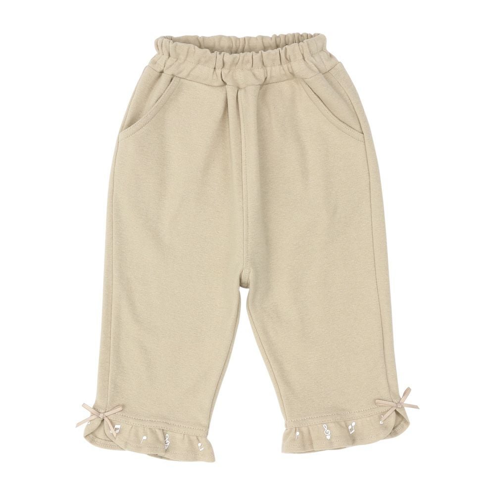 ベビー服 女の子 綿 音符付き プリント パンツ ベージュ(51) 正面