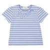 ベビー服 女の子 綿100％ リボン 刺? ボーダー Tシャツ ブルー(61) 正面