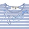ベビー服 女の子 綿100％ リボン 刺? ボーダー Tシャツ ブルー(61) デザインポイント1
