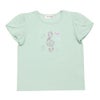 ベビー服 女の子 綿100% 音符 リボン付き チューリップ袖 Tシャツ グリーン(08) 正面