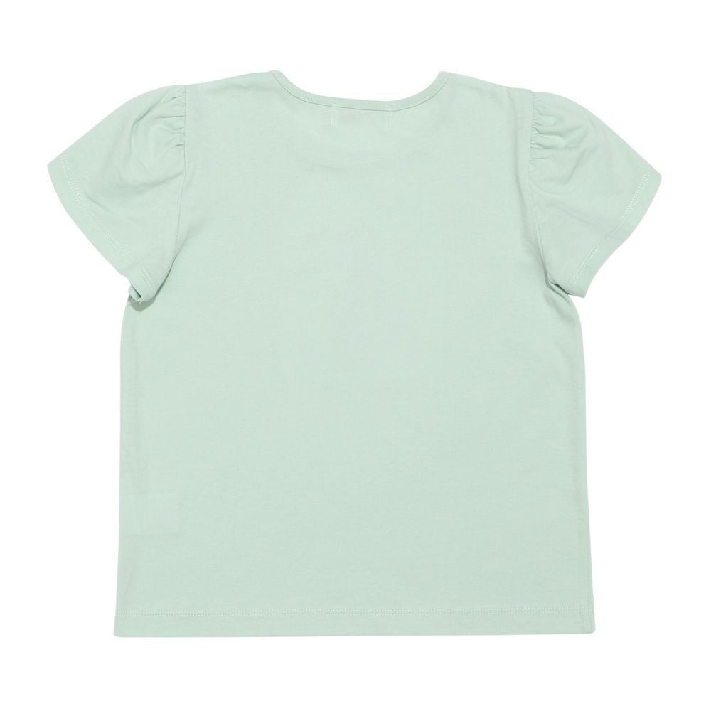 ベビー服 女の子 綿100% 音符 リボン付き チューリップ袖 Tシャツ グリーン(08) 背面