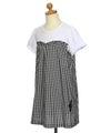 ベビー服 女の子 音符 ギンガムチェック ワンピース ブラック(00) トルソー斜め