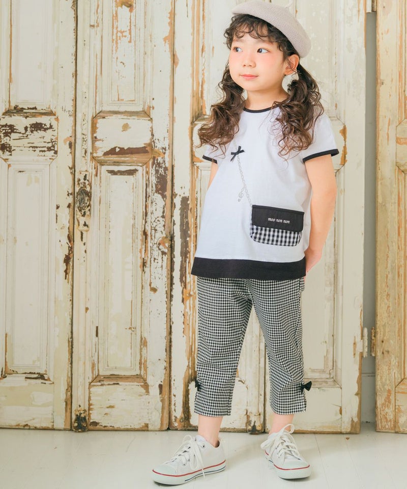 リボンつき7分丈ストレッチパンツ