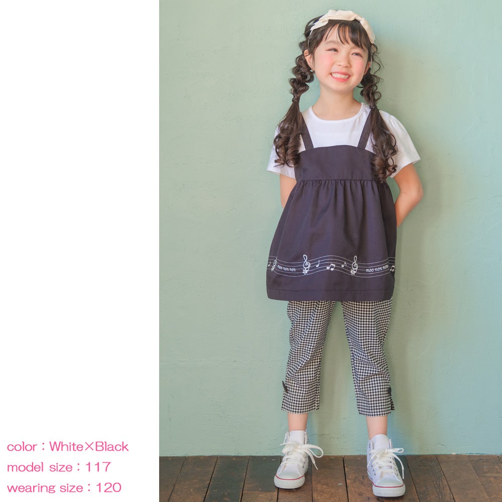 子供服 女の子 ストレッチ素材 ギンガムチェック柄 ７分丈パンツ カプリパンツ