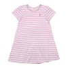 ベビー服 女の子 リボン付 Aライン ボーダー ワンピース ピンク(02) 正面