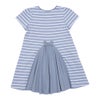 ベビー服 女の子 リボン付 Aライン ボーダー ワンピース ブルー(61) 背面