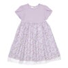 ベビー服 女の子 花柄 チュール ドッキングワンピース パープル(91) 正面