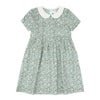 子供服 女の子 花柄 ギャザー 襟付き ワンピース グリーン(08) 正面