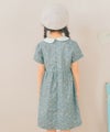 子供服 女の子 花柄 ギャザー 襟付き ワンピース グリーン(08) モデル画像2