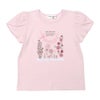 ベビー服 女の子 綿100％ お花 プリント チューリップ袖 Tシャツ ピンク(02) 正面